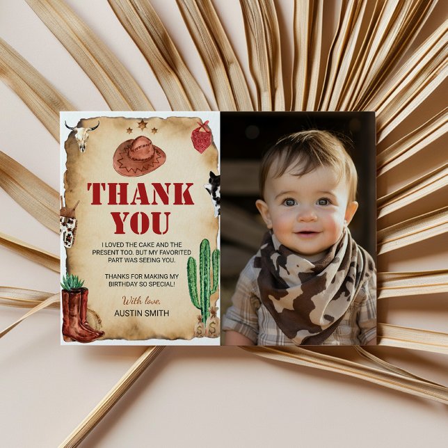 Western Rodeocowboy Födelsedagsfoto Tackkort Tack Kort (Skapare uppladdad)