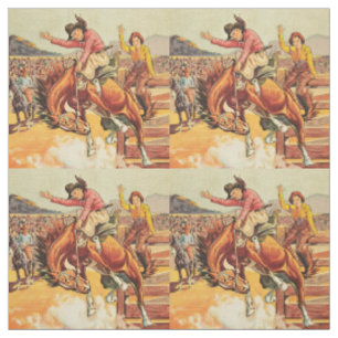 Western RodeoCowboy för vintage på att sparka Tyg