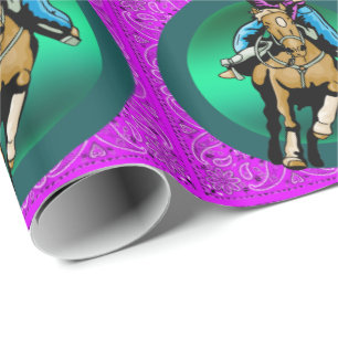 Western RodeoCowgirl på den rinnande Presentpapper