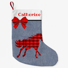 Western rödskäggig häst på Faux Denim Liten Julstrumpa