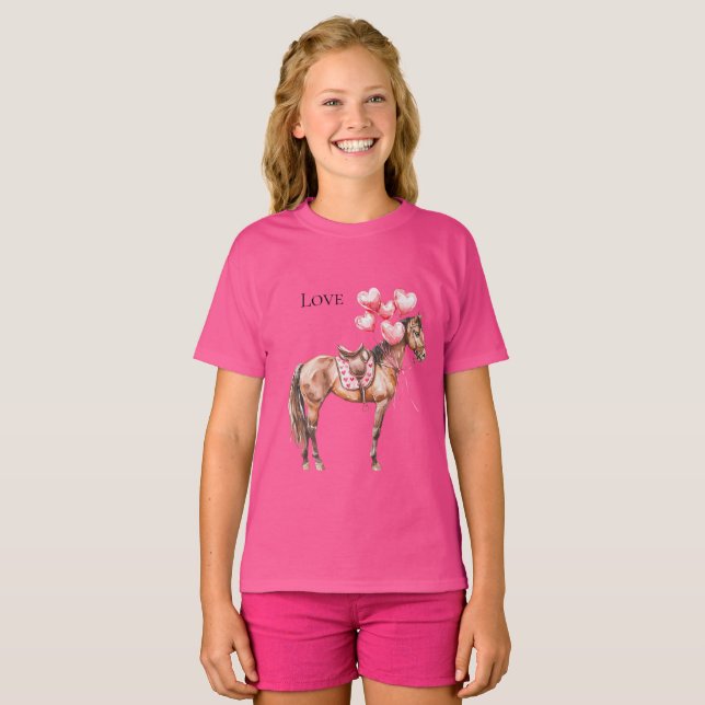 Western Rosa Balloons Horse T Shirt (Hel framsida)