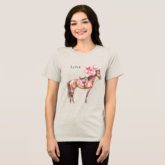 Western Rosa Balloons Horse T Shirt (Framsida Full)