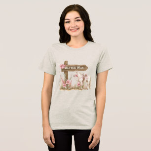 Western Rosa Blommigt Vilda western Horse T Shirt