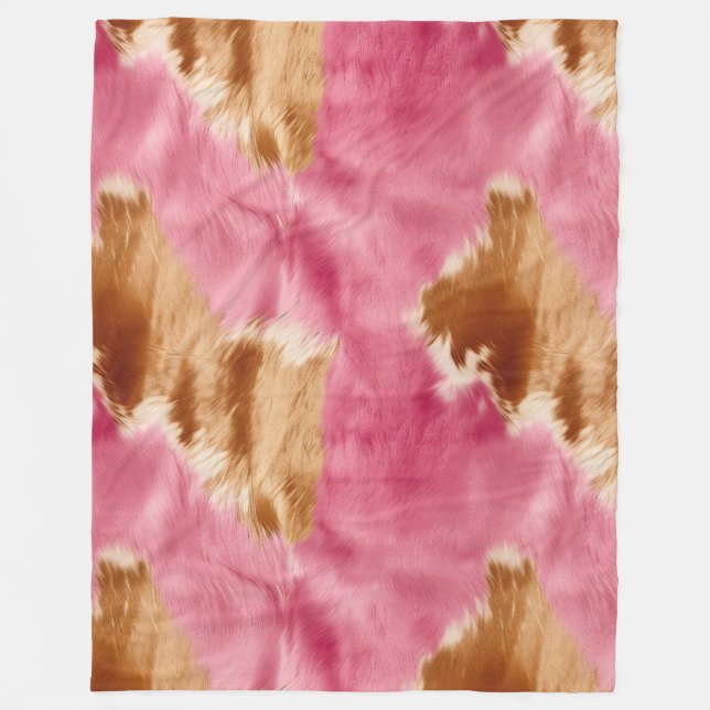 Western Rosa Brown Cream Cowgirl Cowhide Fleecefilt (Framsidan)