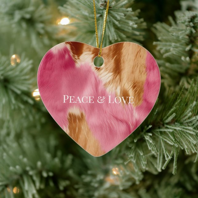 Western Rosa Brown Cream Cowgirl Cowhide Julgransprydnad Keramik (Träd)