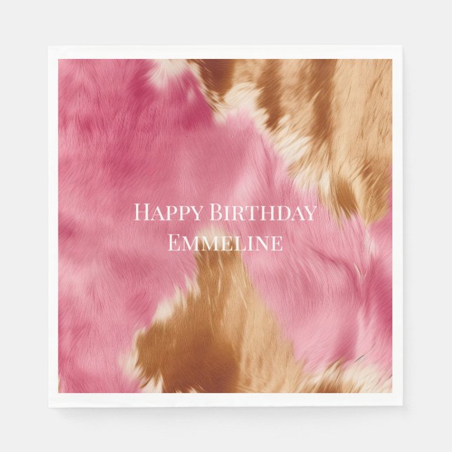 Western Rosa Brown Cream Cowgirl Cowhide Pappersservett (Framsidan)