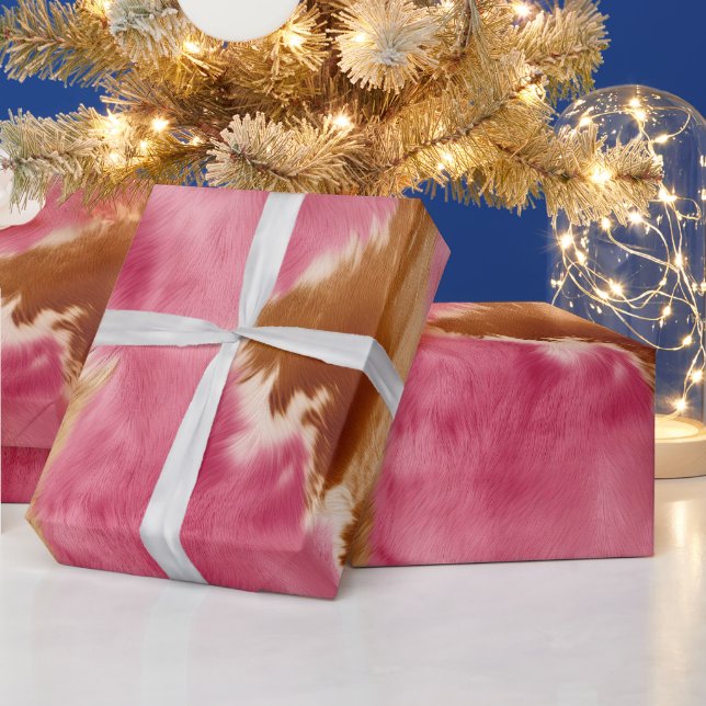 Western Rosa Brown Cream Cowgirl Cowhide Presentpapper (Helgdagar)