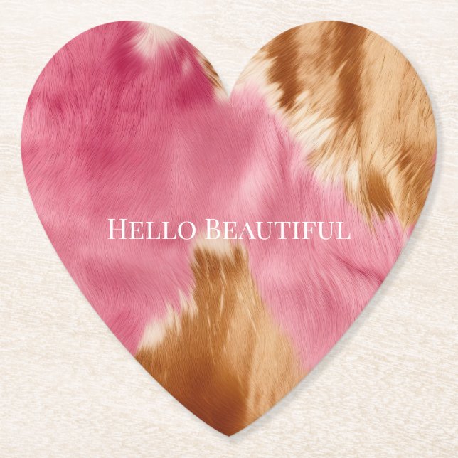 Western Rosa Brown Cream Cowgirl Cowhide Underlägg Papper (Framsida)