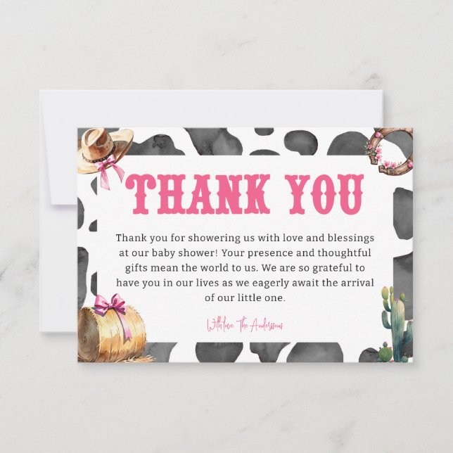 Western Rosa Cowgirl Baby Shower Tack Kort (Framsida)