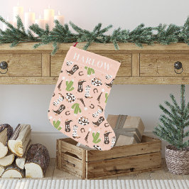 Western Rosa Cowgirl Cactus Desert | Monogram Liten Julstrumpa