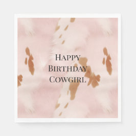 Western  Rosa Cream Faux Cowhide Birthday Pappersservett
