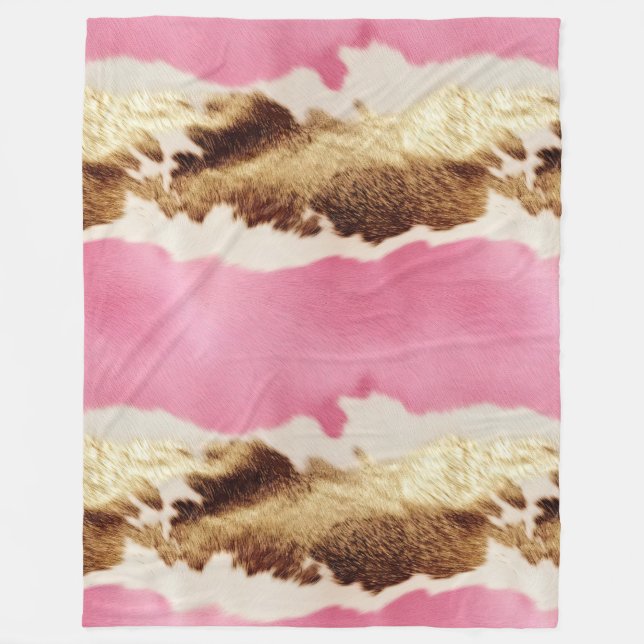 Western Rosa Cream Guld Cowgirl Cowhide Fleecefilt (Framsidan)