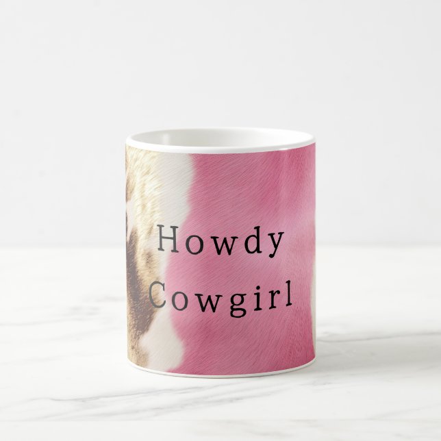 Western Rosa Cream Guld Cowgirl Cowhide Kaffemugg (Center)