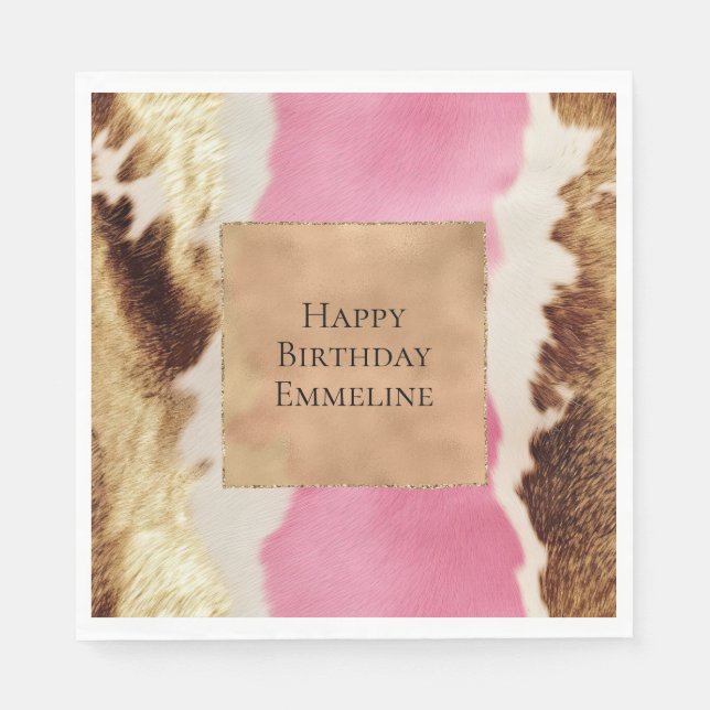 Western Rosa Cream Guld Cowgirl Cowhide Pappersservett (Framsidan)