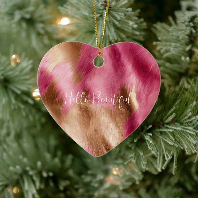 Western Rosa Guld Cowgirl Cowhide Julgransprydnad Keramik (Träd)