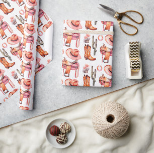 Western rosa orange cowgirl Wrapping Papper Presentpapper