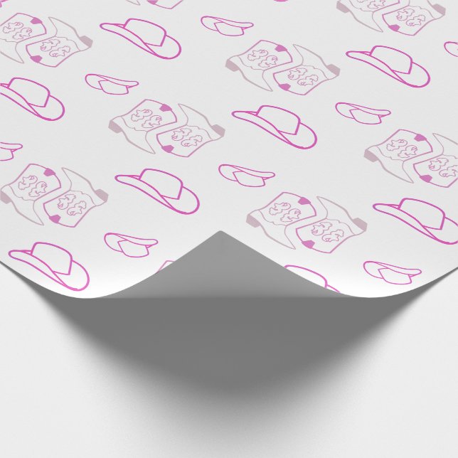 Western Rosa Rancher Cowgirl Hat Boots Presentpapper (Hörn)
