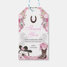 Western Rosa Ranchero Quinceanera Gift-Märkre Presentetikett