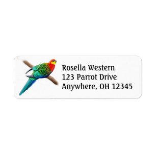Western Rosella papegojaetikett Returadress Etikett