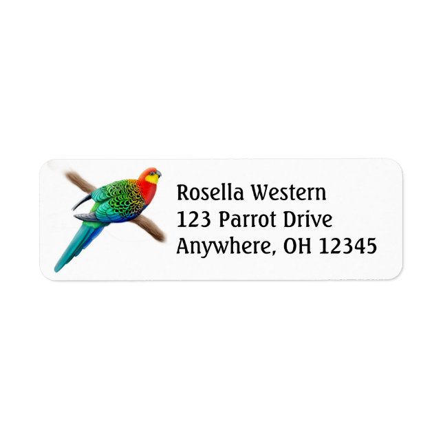 Western Rosella Parrot-etikett Returadress Etikett (Framsidan)