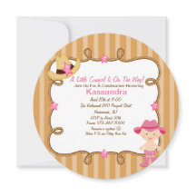 Western Round Rosa Cowgirl Baby Shower-inbjudan