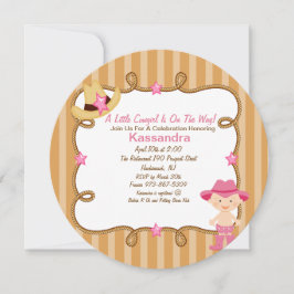 Western Round Rosa Cowgirl Baby Shower-inbjudan Inbjudningar