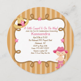 Western Round Rosa Cowgirl Baby Shower-inbjudan Inbjudningar