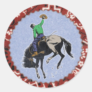 Western Round Up-Vilda western Cowboysticker Runt Klistermärke