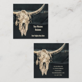 Western Rustic Beige Grått Land Bull Skull Fyrkantigt Visitkort