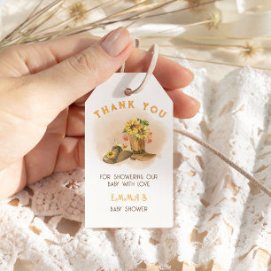 Western Rustic Boho Neutral Baby Shower Presentetikett