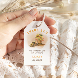 Western Rustic Boho Neutral Baby Shower Presentetikett