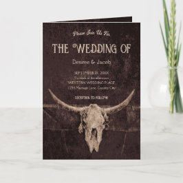 Western Rustic Brown Land Bull Skull Inbjudan