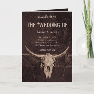 Western Rustic Brown Land Bull Skull Inbjudan
