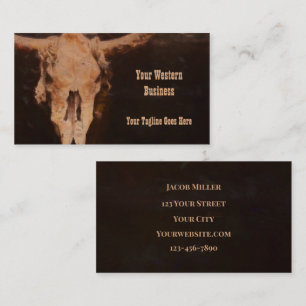 Western Rustic Brown Vintage Art Bull Skull Visitkort
