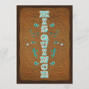 Western Rustic Brun & Turkos MIS QUINCE 15 Inbjudningar