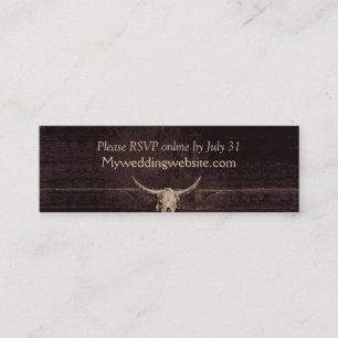 Western Rustic Bull Skull Bröllop Land Struktur Mini Visitkort