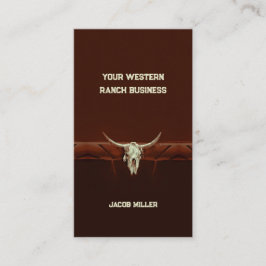 Western Rustic Bull Skull Brown Land Rodeo Visitkort