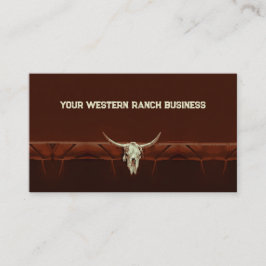 Western Rustic Bull Skull Brown Land Rodeo Visitkort