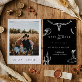 Western Rustic Country cowboy Photo Save The Date Inbjudningar
