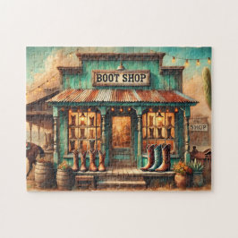 Western Rustic Cowboys Boot Shop Desert Storefront Pussel