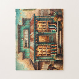 Western Rustic Cowboys Boot Shop Desert Storefront Pussel