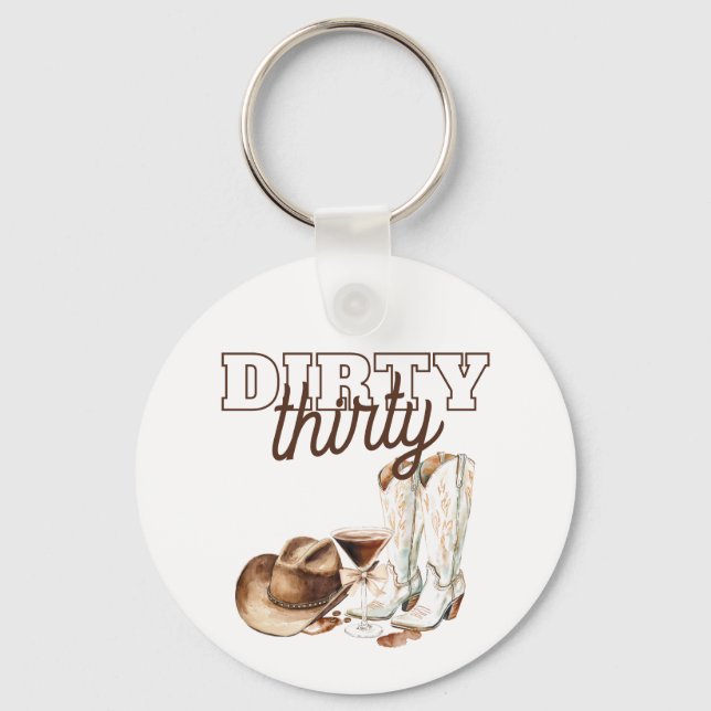 Western Rustic Dirty Thirty 30th Birthday Party Nyckelring (Framsida)