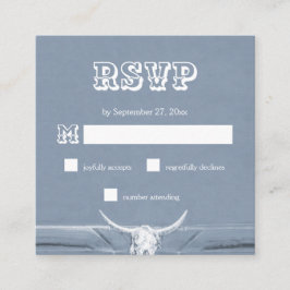 Western Rustic Dusty Blue White Bull Skull-OSA Tilläggskort