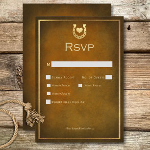 Western Rustic Horseshoe Brown & Guld Middag OSA Kort