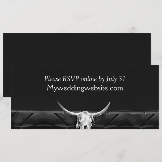 Western Rustic Land Black and White Bull Skull (Fram/baksida)