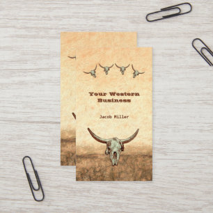 Western Rustic Land CowboyCow Bull Skull Visitkort
