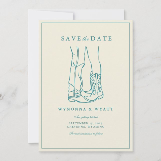 Western Rustic Modern Photo Save the Date Spara Datumet (Framsida)