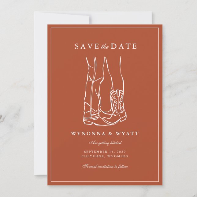 Western Rustic Modern Photo Save the Date Spara Datumet (Framsida)
