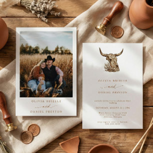 Western Rustic Pampasgräs Boho Foto Bröllopsinbjud Inbjudningar