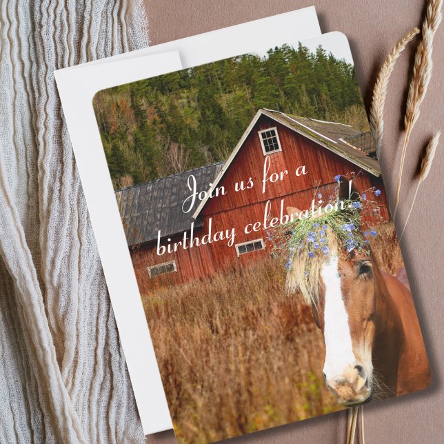 Western Rustic Sunflower Horse Country Birthday In Inbjudningar (Skapare uppladdad)